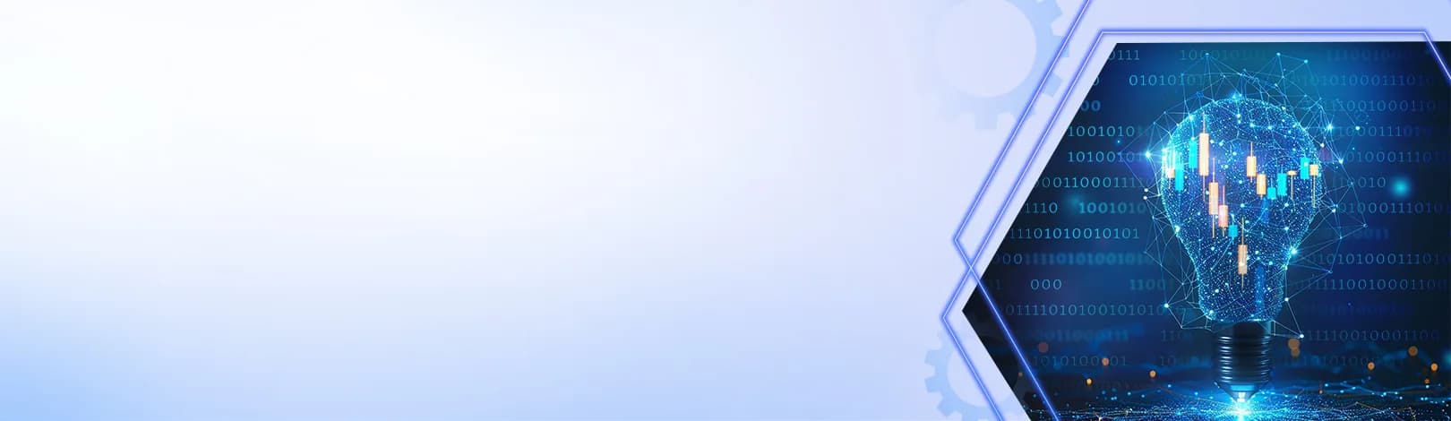 Custom Software Product Development Services illustrated through a digital lightbulb representing innovation and technology