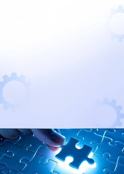 Business problem-solving concept showing a hand placing the final puzzle piece for strategic solutions