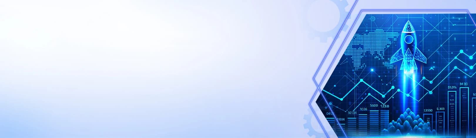 Startup growth concept with rocket launch icon representing innovation and business acceleration
