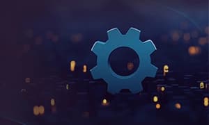 Gear icon symbolizing software product development services and modern technology solutions.