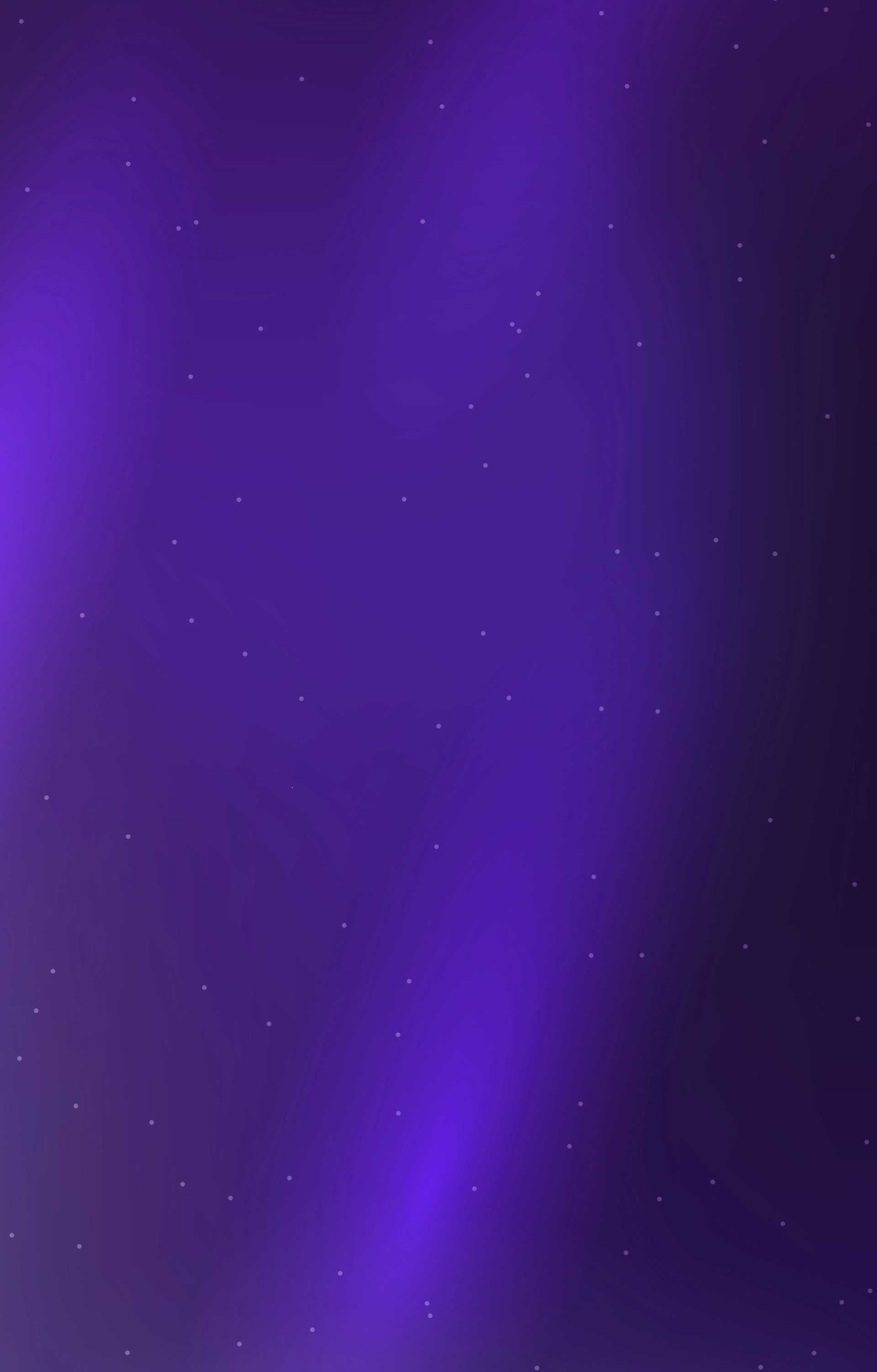 Abstract purple gradient background with soft light and star-like dots, representing innovation and the futuristic nature of artificial intelligence software development.