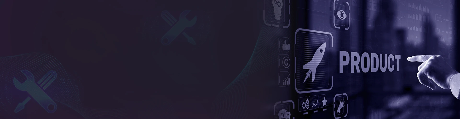 Hand interacting with a digital product interface, representing software consulting services used to design a custom e-commerce model that helped a carpet exporter scale globally while supporting retail partners.