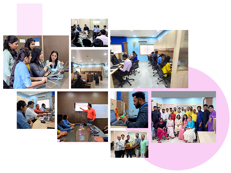 Collage of Mechsoft team moments showcasing collaborative work, open discussions, training sessions, and a friendly, inclusive workplace culture.