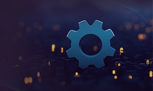 Gear icon symbolizing software product development services and modern technology solutions.